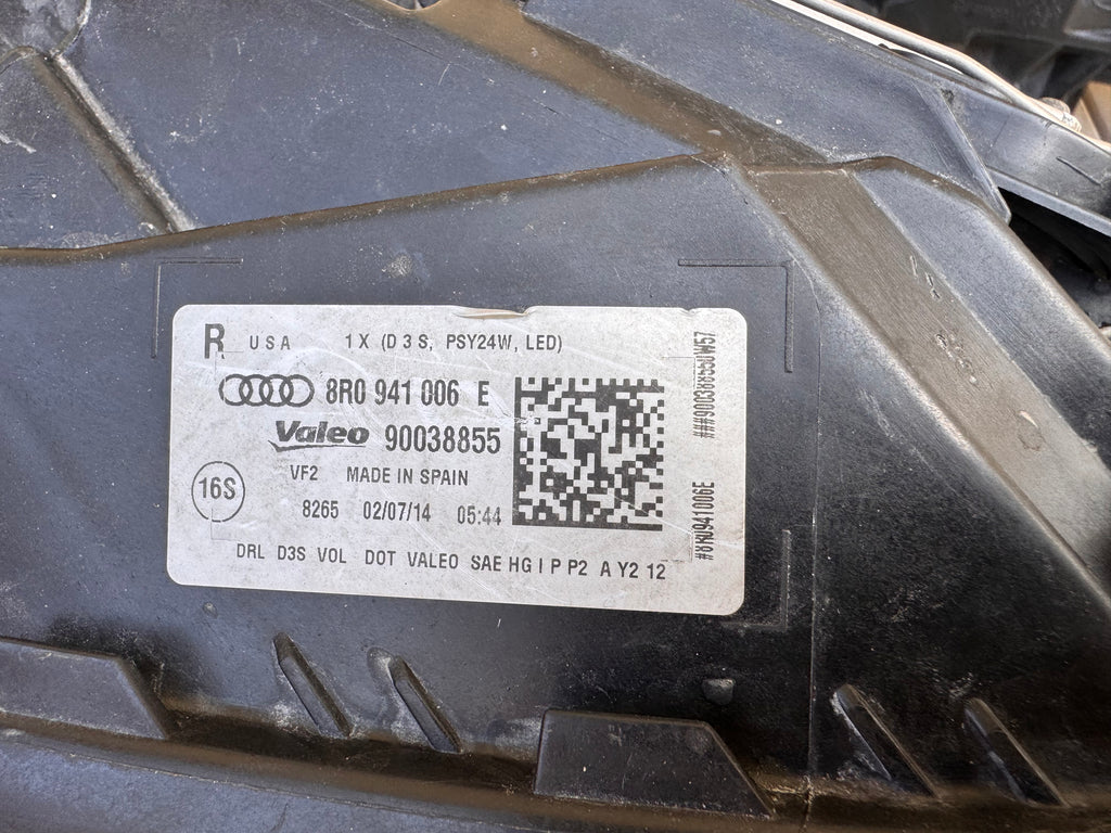 2013-2017 Audi Q5 Right Side HID Headlight Assembly OEM 8R0941006E