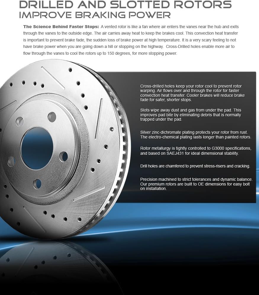 Callahan Brake Parts Front and Rear Brake Kit For 2011 2012 2013 2014 2015 2016 2017 BMW X3 Drilled and Slotted Brake Rotors and Ceramic Brake Pads with Sensor Wires