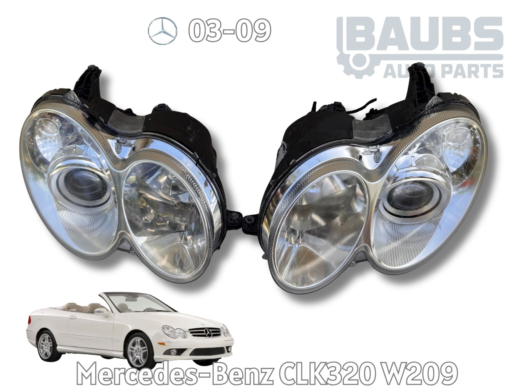 OEM Mercedes-Benz CLK W209 Bi-Xenon HID AFS Headlight Assembly Pair | 2003–2009 CLK320 CLK350 CLK500 CLK55 AMG