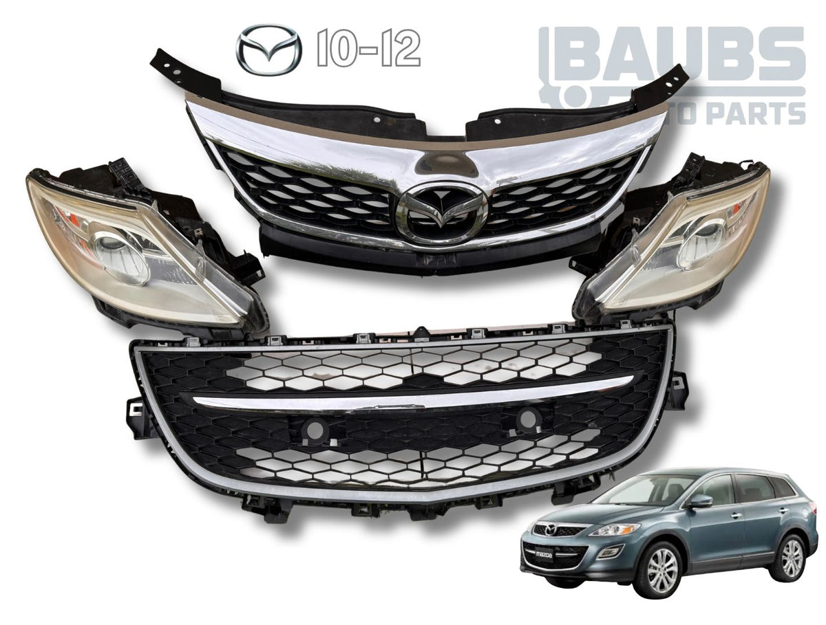 2010-2012 Mazda CX-9 Xenon HID Headlight Assembly PAIR w/ Upper Grille OEM