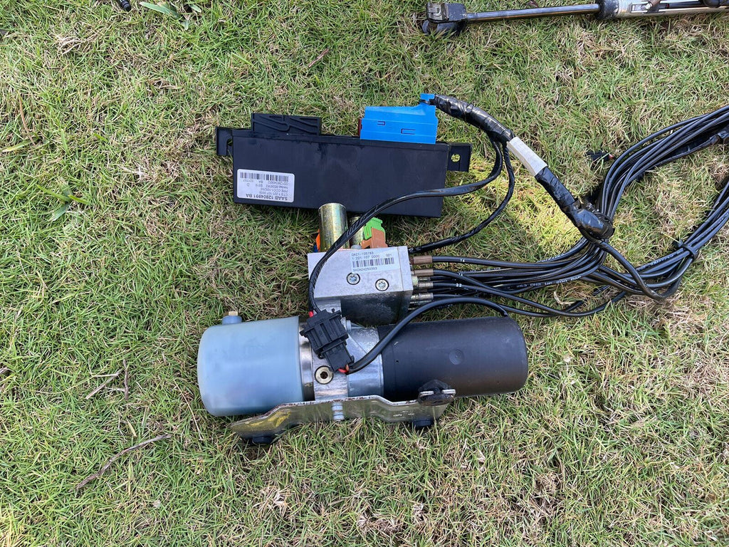 04-11 Saab 9-3 Convertible Top Pump Motor 7 Hydraulic Cylinder Ram with Lines